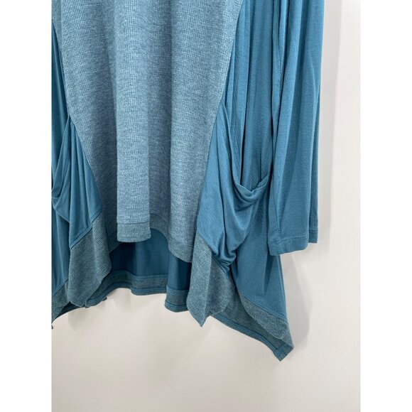 LOGO Lori Goldstein Womens Large Long Sleeve Teal Tunic Top Lagenlook Pockets - Picture 8 of 8